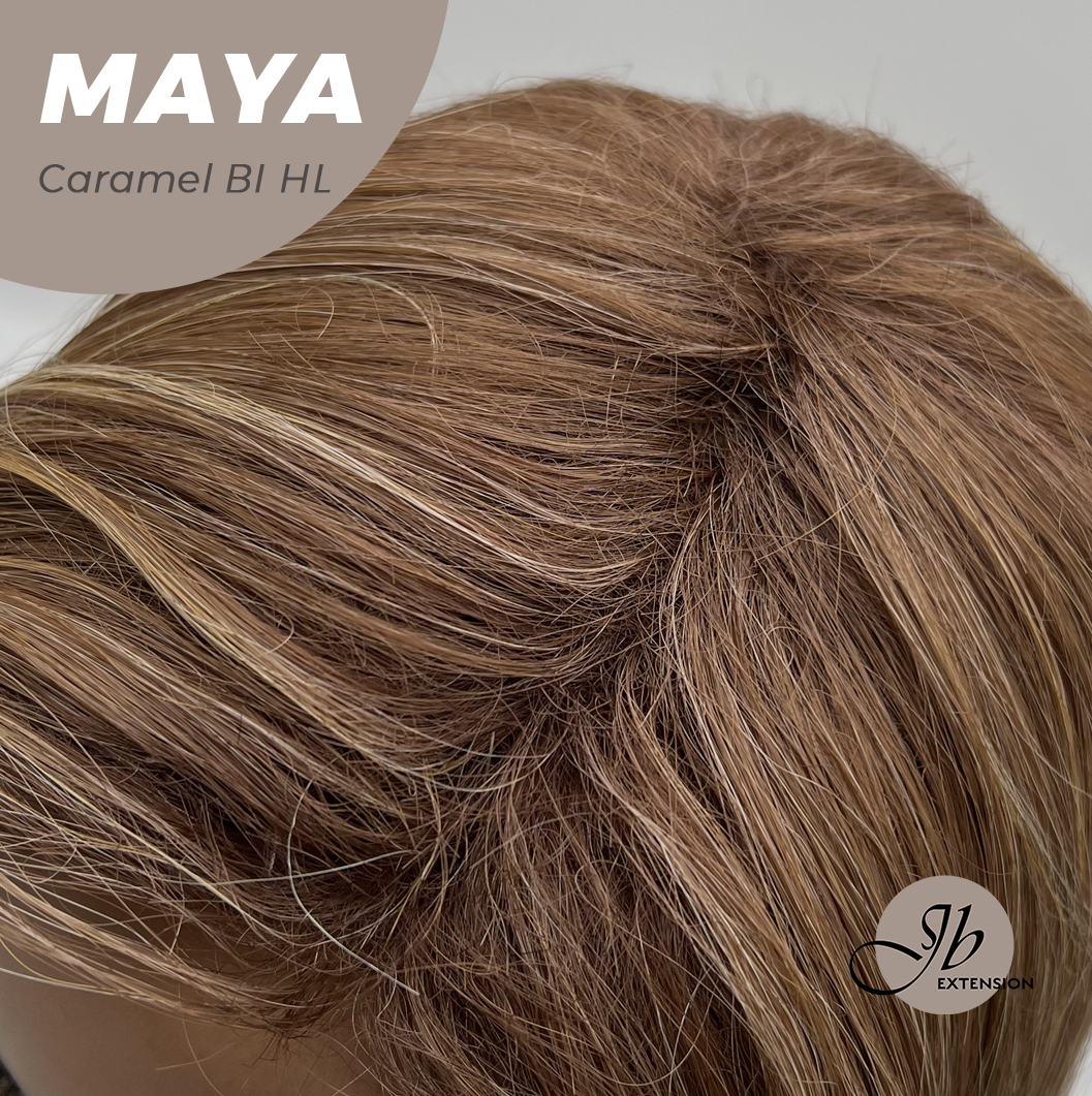 JBEXTENSION 22 Inches Caramel Blonde Highlight Women Fashion Full Machine Wig MAYA CARAMEL BLONDE HIGHLIGHT【PLUS PERMATEASE】【BENDY EAR TABS】 Alexwigs