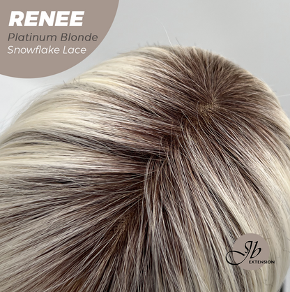 JBEXTENSION 21 Inches Platinum Blonde Pre-Cut T Part Snowflake Lace Frontlace Glueless Wig RENEE PLATINUM BLONDE【BENDY EAR TABS】 Alexwigs