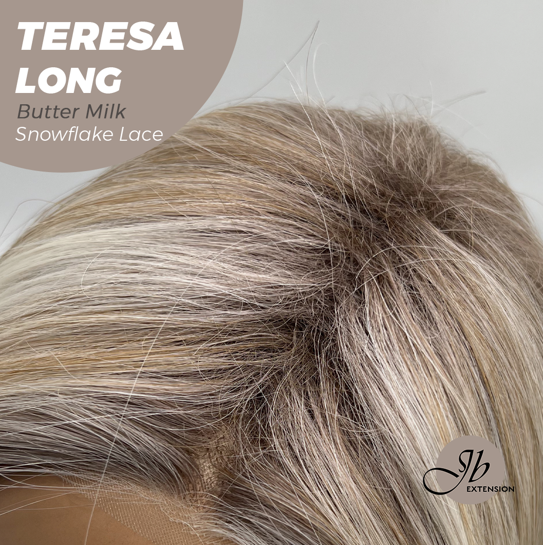 JBEXTENSION 22 Inches Long Butter Milk Pre-Cut Snowflake Lace Frontlace Glueless Wig TERESA LONG BUTTER MILK【PERMATEASE】【BENDY EAR TABS】 Alexwigs