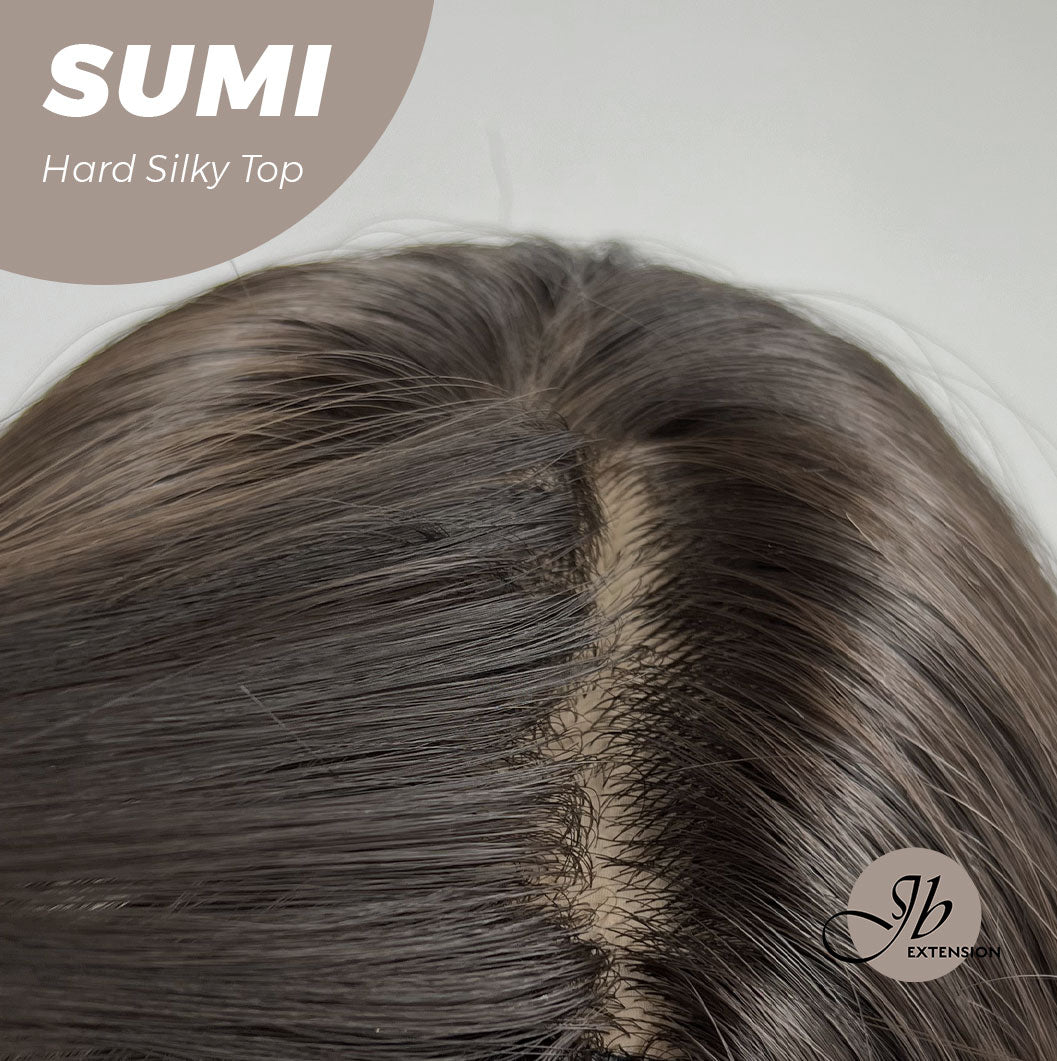 JBEXTENSION 24 Inches Scalpiana Wave Midnight Brown( Black/Brown) 3.5X4 Hard Silky Top Natural Scalp Effect Wig With Curtain Bang SUMI Alexwigs