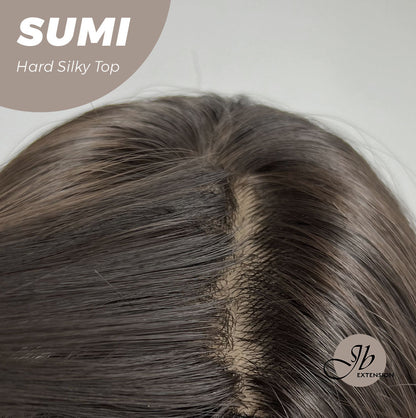 JBEXTENSION 24 Inches Scalpiana Wave Midnight Brown( Black/Brown) 3.5X4 Hard Silky Top Natural Scalp Effect Wig With Curtain Bang SUMI Alexwigs