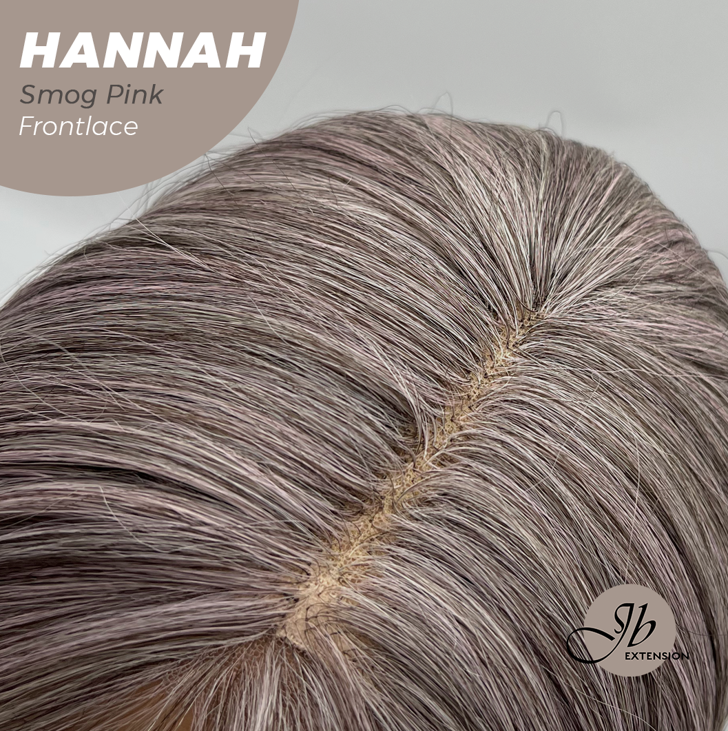 JBEXTENSION 20 Inches Smog Pink Pre-Cut Frontlace Glueless Wig with Bangs HANNAH SMOG PINK Alexwigs