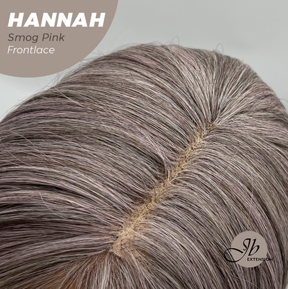 JBEXTENSION 20 Inches Smog Pink Pre-Cut Frontlace Glueless Wig with Bangs HANNAH SMOG PINK Alexwigs