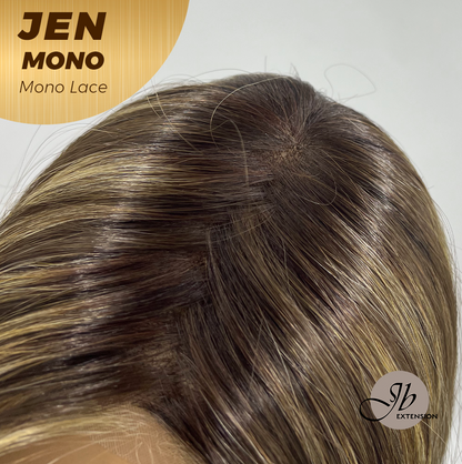 [PRE-ORDER] HOT OF SEASON -JBEXTENSION JEN MONO Monofilament Handmade Wig 6X5 Full Monofilament Hand Tied Top Wig 18 Inches Hazelnut Blonde Highlight Mono Lace Wig With Anti-slip Silicone Strips Glueless Wig JEN MONO【BENDY EAR TABS】 Alexwigs