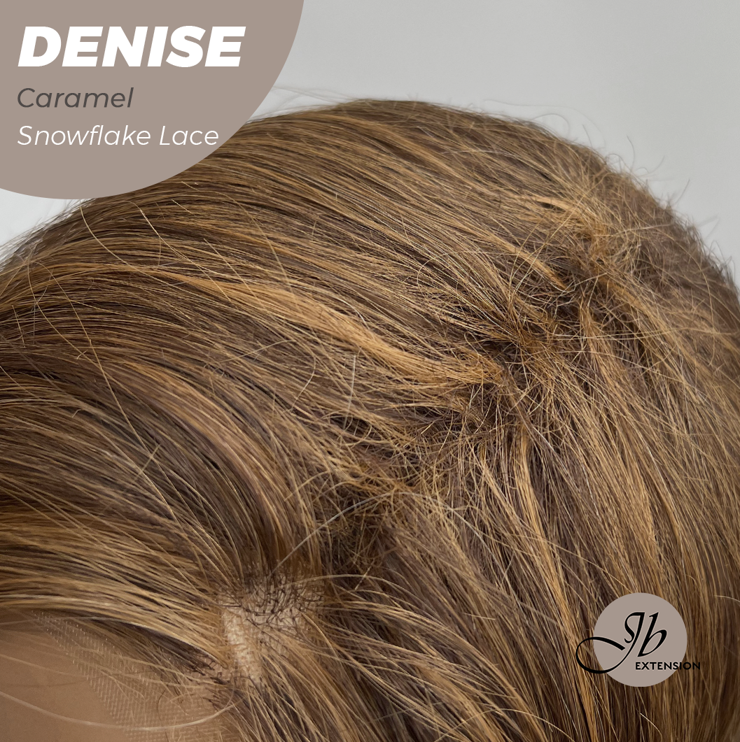 JBEXTENSION 24 Inches Caramel Wave Pre-Cut Snowflake Lace Frontlace Glueless Wig DENISE CARAMEL【PERMATEASE】【BENDY EAR TABS】- S/M Alexwigs