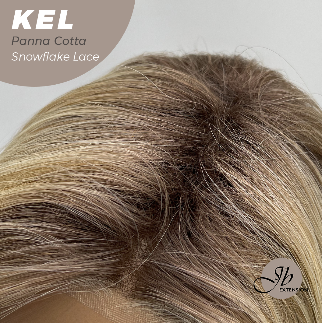 JBEXTENSION 22 Inches Panna Cotta Pre-Cut Snowflake Lace Frontlace Glueless Wig KEL PANNA COTTA【PERMATEASE】【BENDY EAR TABS】 Alexwigs