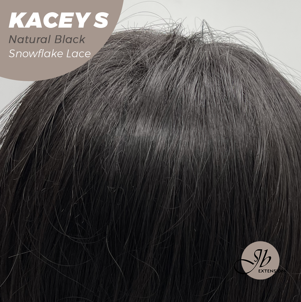JBEXTENSION 20 Inches Natural Black Pre-Cut Snowflake Lace Frontlace Glueless Wig KACEY S NATURAL BLACK【PERMATEASE】【BENDY EAR TABS】- S/M Alexwigs