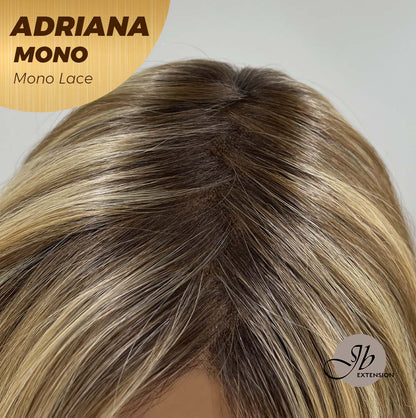 [PRE-ORDER] JBEXTENSION ADRIANA MONO Full Monofilament Handmade Full Lace Full Hand Tied Wig 14 Inches Blonde With Dark Root Wave Mono Lace Handmade Futura Fiber Wig With Anti-slip Silicone Strips Glueless Wig Adriana Mono【BENDY EAR TABS】 Alexwigs