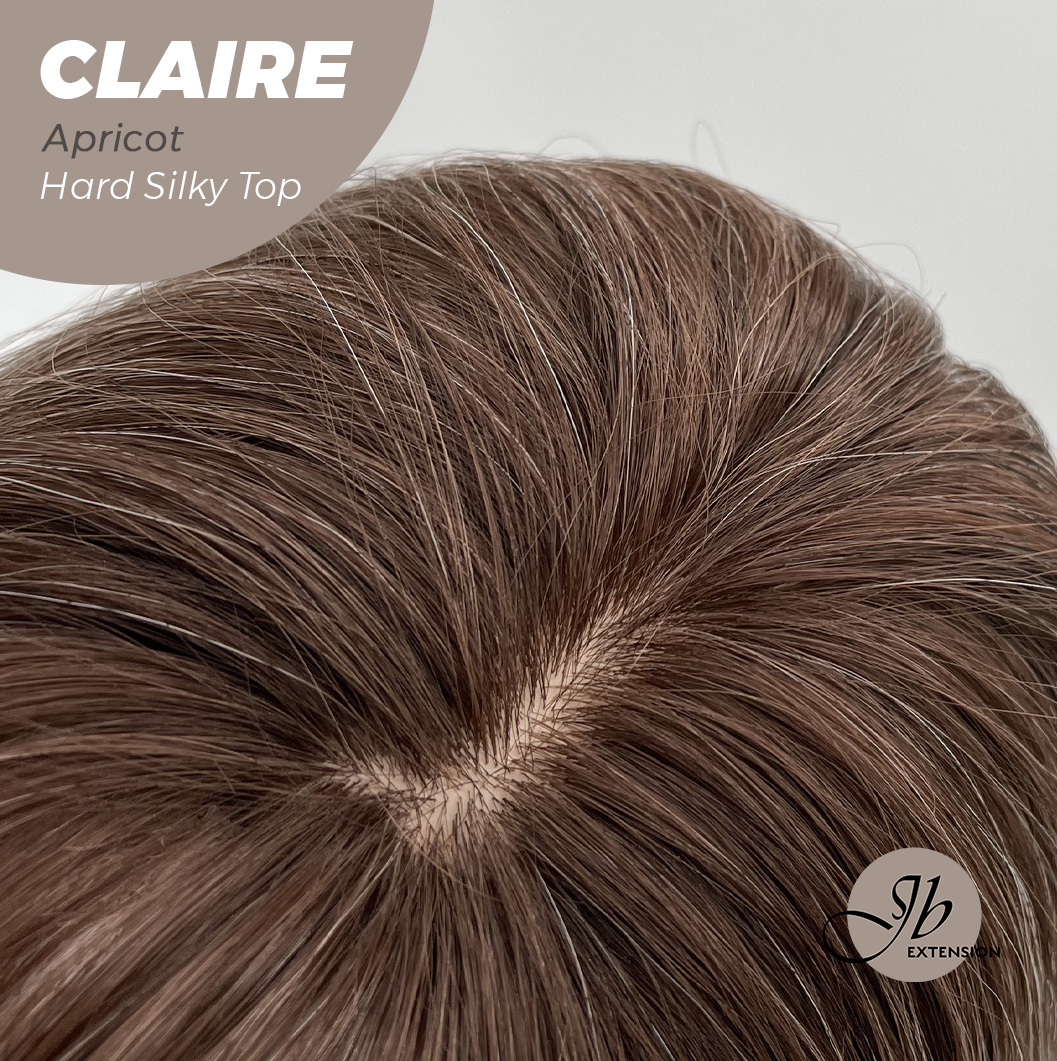 JBEXTENSION 22 Inches Scalpiana Apricot 3.5X4 Hard Silky Top Natural Scalp Effect Women Wig With Bangs CLAIRE SILKY TOP APRICOT Alexwigs