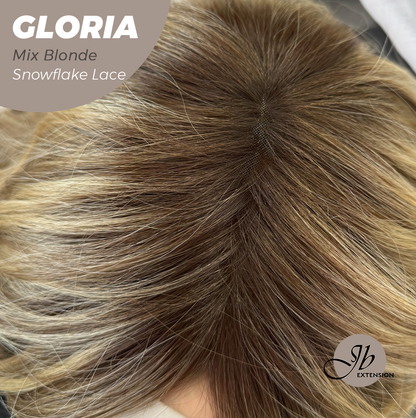 [PRE-ORDER] JBEXTENSION 14 Inches Curly Mix Blonde Wig with Bangs Pre-Cut T Part Snowflake Lace Frontlace Glueless Wig GLORIA MIX BLONDE Alexwigs