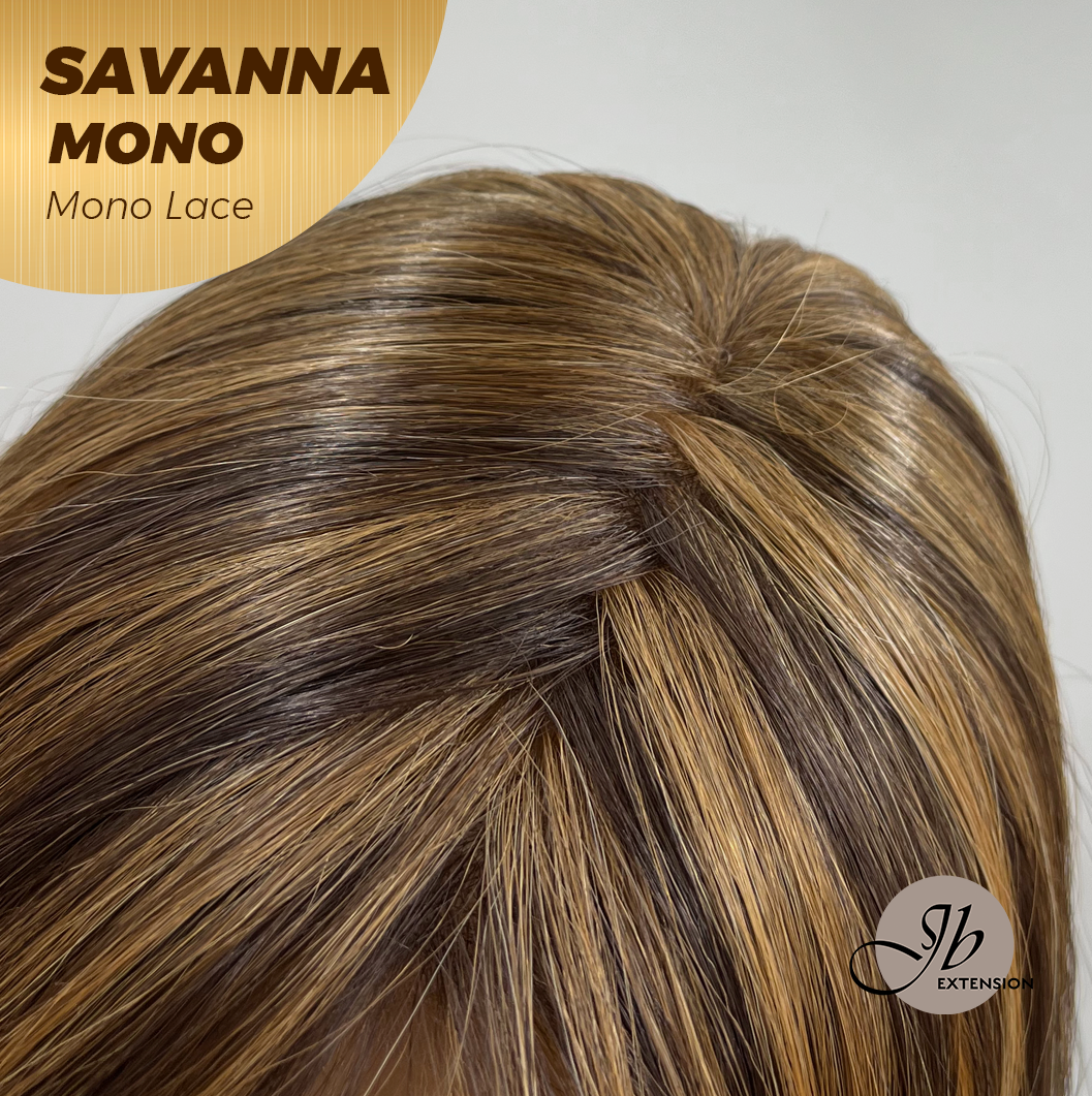 [PRE-ORDER] JBEXTENSION SAVANNA MONO Monofilament Handmade Wig 6X5 Full Monofilament Hand Tied Top Wig 16 Inches Brown With Highlight Wave Mono Lace Wig With Anti-slip Silicone Strips Glueless Wig SAVANNA MONO【BENDY EAR TABS】 Alexwigs