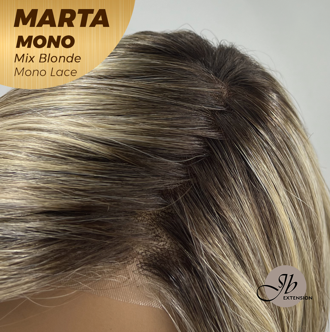 [PRE-ORDER] JBEXTENSION MARTA MONO MIX BLONDE Monofilament Handmade Wig 6X5 Full Monofilament Hand Tied Top Wig 10 Inches Mix Blonde Mono Lace Handmade Futura Fiber Wig With Anti-slip Silicone Strips Glueless Wig MARTA MONO MIX BLONDE【BENDY EAR TABS】