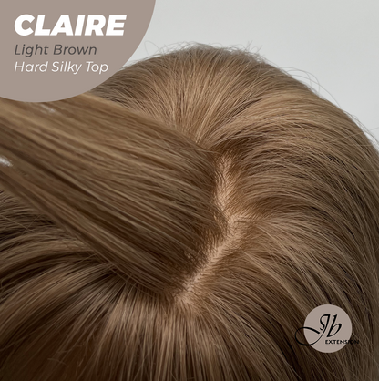 JBEXTENSION 22 Inches Scalpiana Light Brown 3.5X4 Hard Silky Top Natural Scalp Effect Women Wig With Bangs CLAIRE SILKY TOP LIGHT BROWN Alexwigs