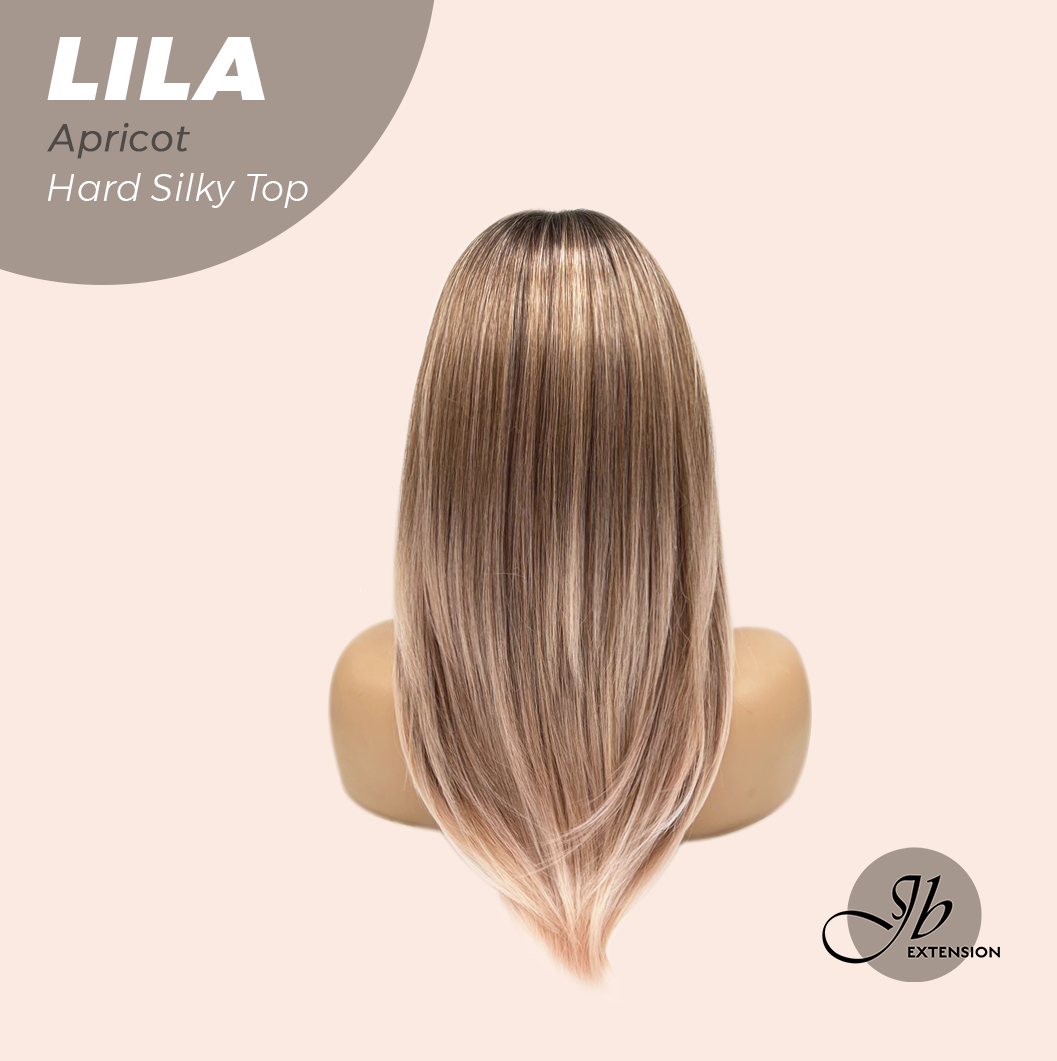 JBEXTENSION 20 Inches Scalpiana Apricot Wolf Cut 3.5X4 Hard Silky Top Natural Scalp Effect Wig With Bangs LILA APRICOT Alexwigs