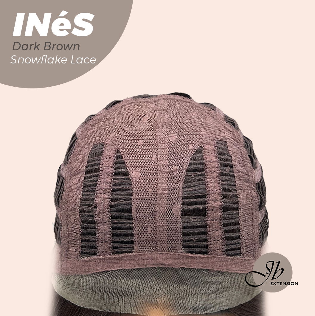 JBEXTENSION 22 Inches Dark Brown Pre-Cut Snowflake Lace Frontlace Glueless Wig INéS DARK BROWN【PERMATEASE】【BENDY EAR TABS】- M/L Alexwigs