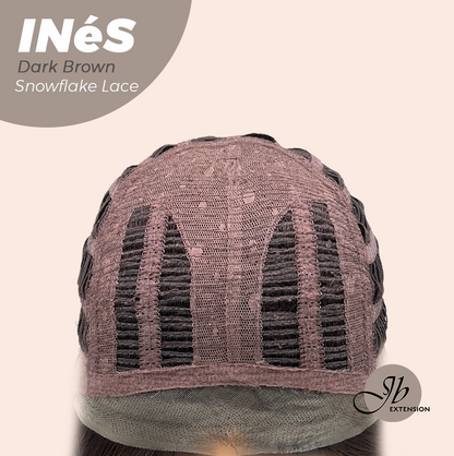 JBEXTENSION 22 Inches Dark Brown Pre-Cut Snowflake Lace Frontlace Glueless Wig INéS DARK BROWN【PERMATEASE】【BENDY EAR TABS】- M/L Alexwigs