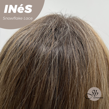 JBEXTENSION 22 Inches Mix Blonde Pre-Cut Snowflake Lace Frontlace Glueless Wig INéS SNOWFLAKE【PERMATEASE】【BENDY EAR TABS】- M/L Alexwigs
