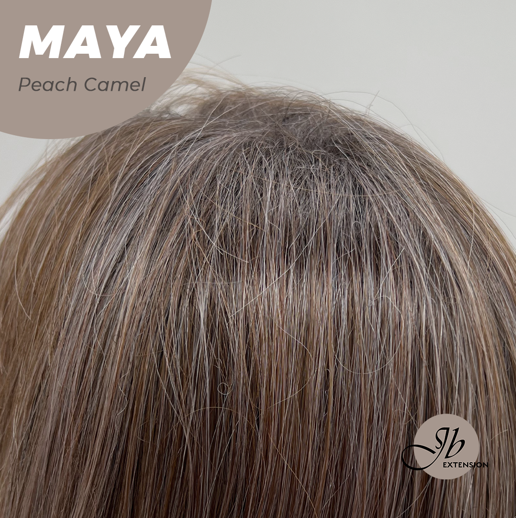 JBEXTENSION 22 Inches Peach Camel Women Fashion Full Machine Wig MAYA PEACH CAMEL【PLUS PERMATEASE】【BENDY EAR TABS】 Alexwigs