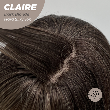 JBEXTENSION 22 Inches Scalpiana Dark Blonde 3.5X4 Hard Silky Top Natural Scalp Effect Women Wig With Bangs CLAIRE SILKY TOP DARK BLONDE Alexwigs