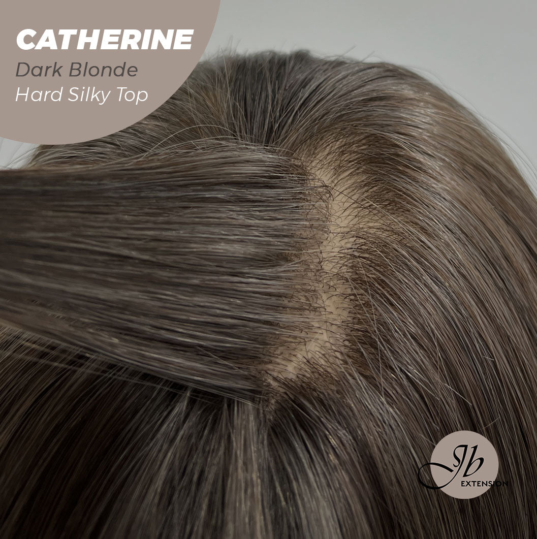 JBEXTENSION 25 Inches Scalpiana Dark Blonde 3.5X4 Hard Silky Top Natural Scalp Effect Wig With Bangs CATHERINE DARK BLONDE Alexwigs