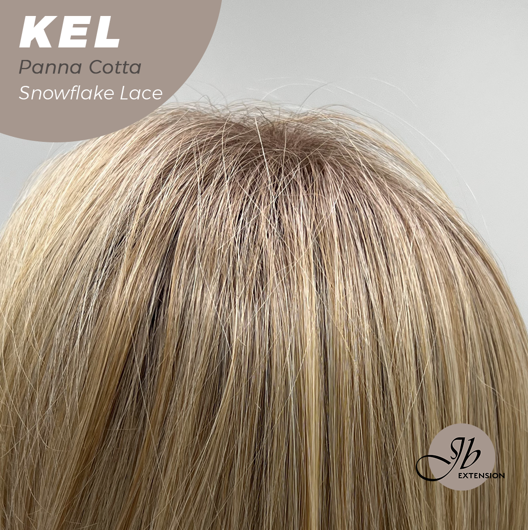 JBEXTENSION 22 Inches Panna Cotta Pre-Cut Snowflake Lace Frontlace Glueless Wig KEL PANNA COTTA【PERMATEASE】【BENDY EAR TABS】 Alexwigs