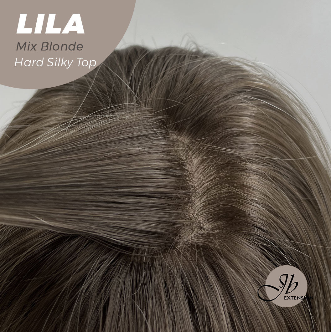 JBEXTENSION 20 Inches Scalpiana Blonde with Dark Root Wolf Cut 3.5X4 Hard Silky Top Natural Scalp Effect Wig With Bangs LILA MIX BLONDE Alexwigs