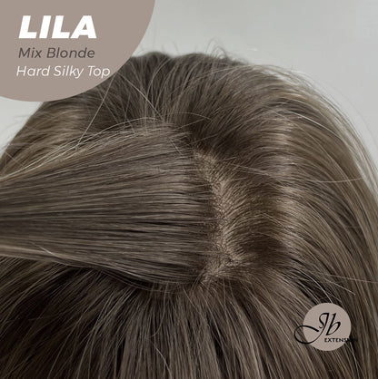 JBEXTENSION 20 Inches Scalpiana Blonde with Dark Root Wolf Cut 3.5X4 Hard Silky Top Natural Scalp Effect Wig With Bangs LILA MIX BLONDE Alexwigs