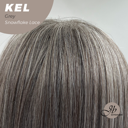 JBEXTENSION 22 Inches Grey Pre-Cut Snowflake Lace Frontlace Glueless Wig KEL GREY【PERMATEASE】【BENDY EAR TABS】 Alexwigs
