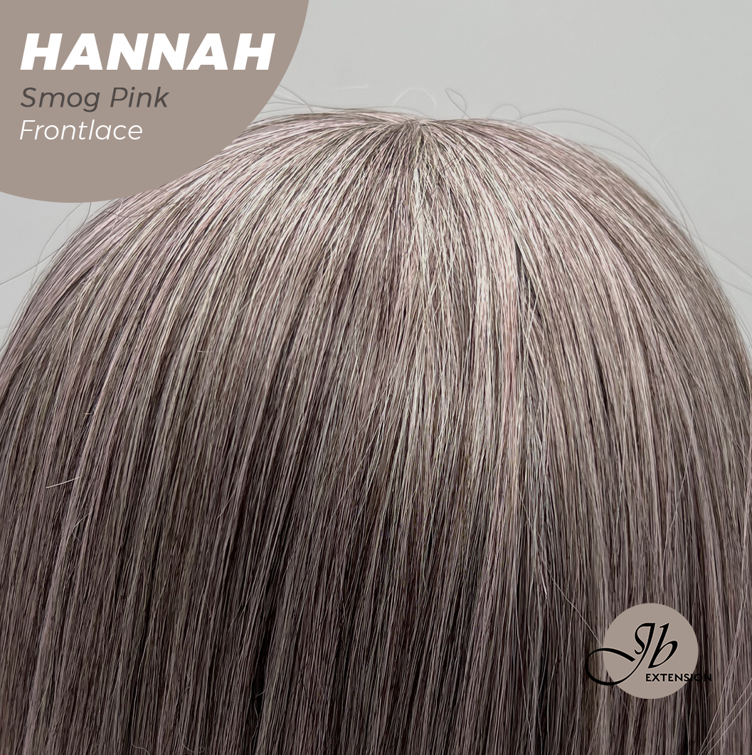 JBEXTENSION 20 Inches Smog Pink Pre-Cut Frontlace Glueless Wig with Bangs HANNAH SMOG PINK Alexwigs
