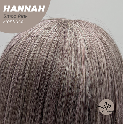 JBEXTENSION 20 Inches Smog Pink Pre-Cut Frontlace Glueless Wig with Bangs HANNAH SMOG PINK Alexwigs