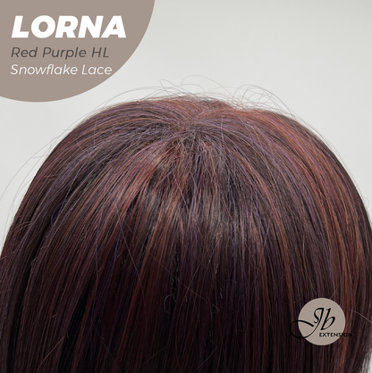 [PRE-ORDER] JBEXTENSION 18 Inches Red Purple Highlight Curly Pre-Cut Snowflake Lace Frontlace Glueless Wig LORNA SNOWFLAKE RED PURPLE HIGHLIGHT【PERMATEASE】【BENDY EAR TABS】 Alexwigs