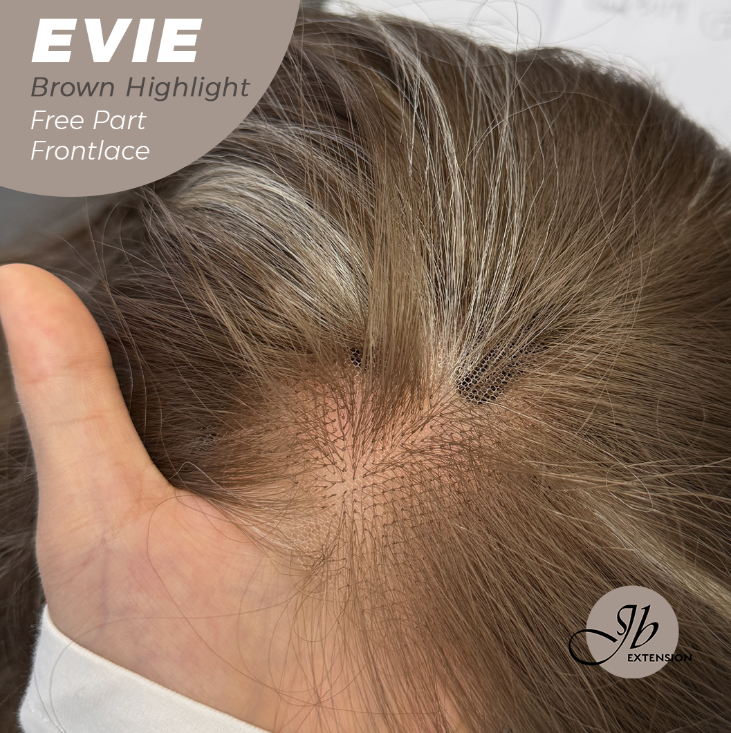 JBEXTENSION 22 Inches Brown with Blonde Highlight Pre-Cut Free Part Frontlace Glueless Wig EVIE BROWN HIGHLIGHT Alexwigs