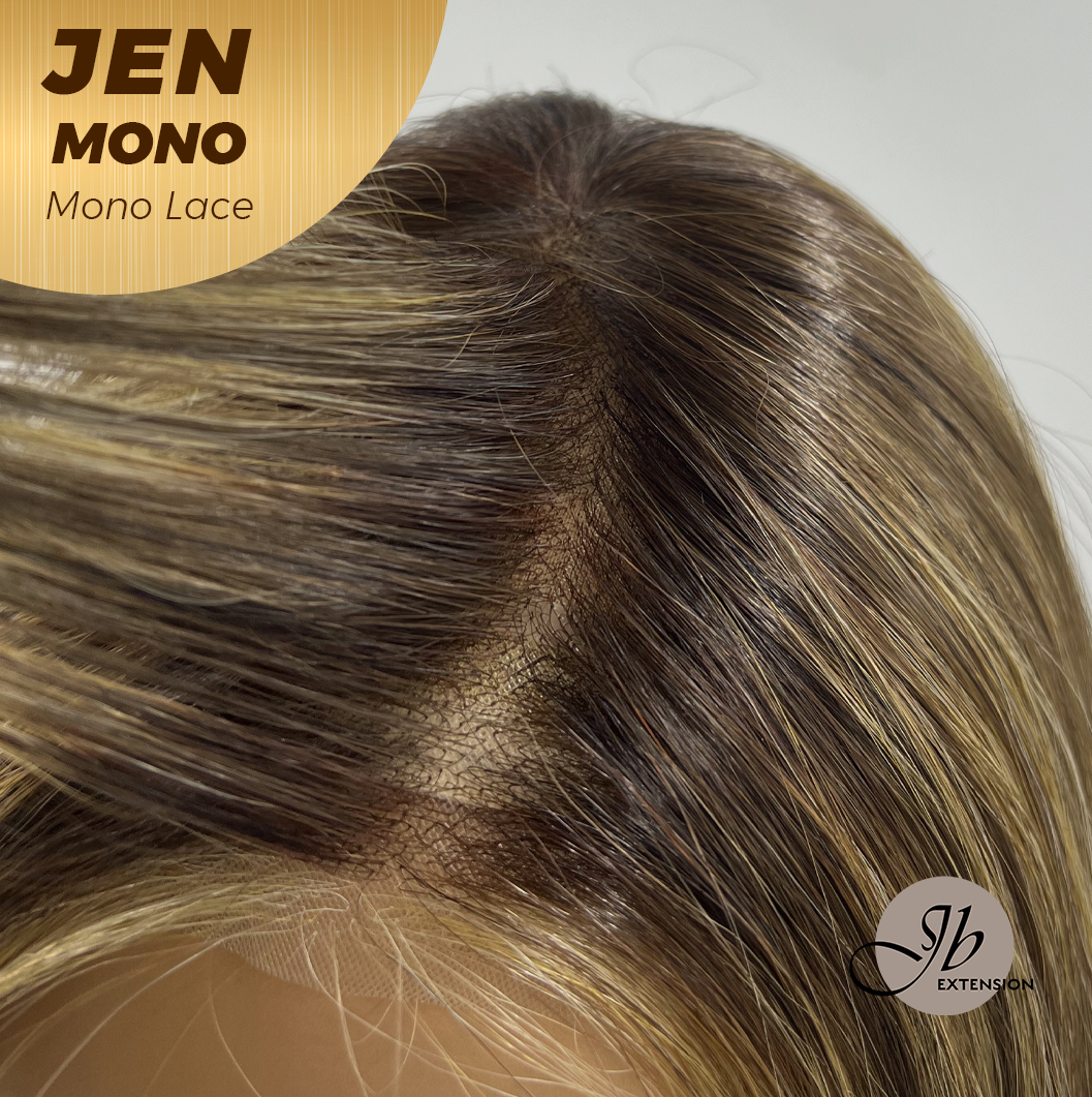 [PRE-ORDER] HOT OF SEASON -JBEXTENSION JEN MONO Monofilament Handmade Wig 6X5 Full Monofilament Hand Tied Top Wig 18 Inches Hazelnut Blonde Highlight Mono Lace Wig With Anti-slip Silicone Strips Glueless Wig JEN MONO【BENDY EAR TABS】 Alexwigs