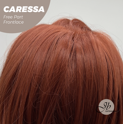 JBEXTENSION 22 Inches Copper Curly Wave 13X6 Pre-Cut Free Part Frontlae Glueless Wig CARESSA Alexwigs