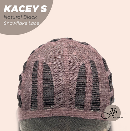 JBEXTENSION 20 Inches Natural Black Pre-Cut Snowflake Lace Frontlace Glueless Wig KACEY S NATURAL BLACK【PERMATEASE】【BENDY EAR TABS】- M/L Alexwigs