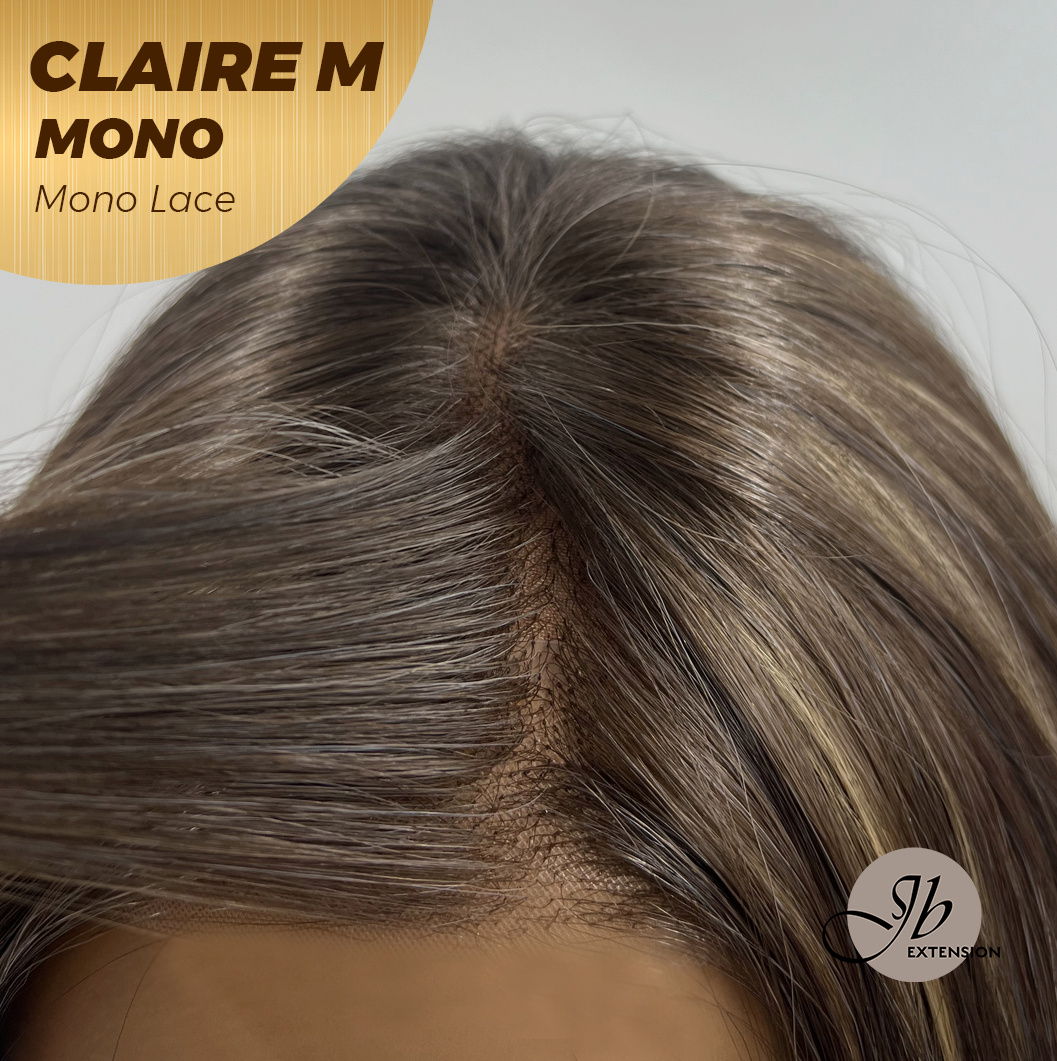 [PRE-ORDER] JBEXTENSION CLAIRE MONO Partial Monofilament Wig 22 Inches Brown With Highlight Partial Mono Lace Glueless Wig CLAIRE MONO【BENDY EAR TABS】 Alexwigs