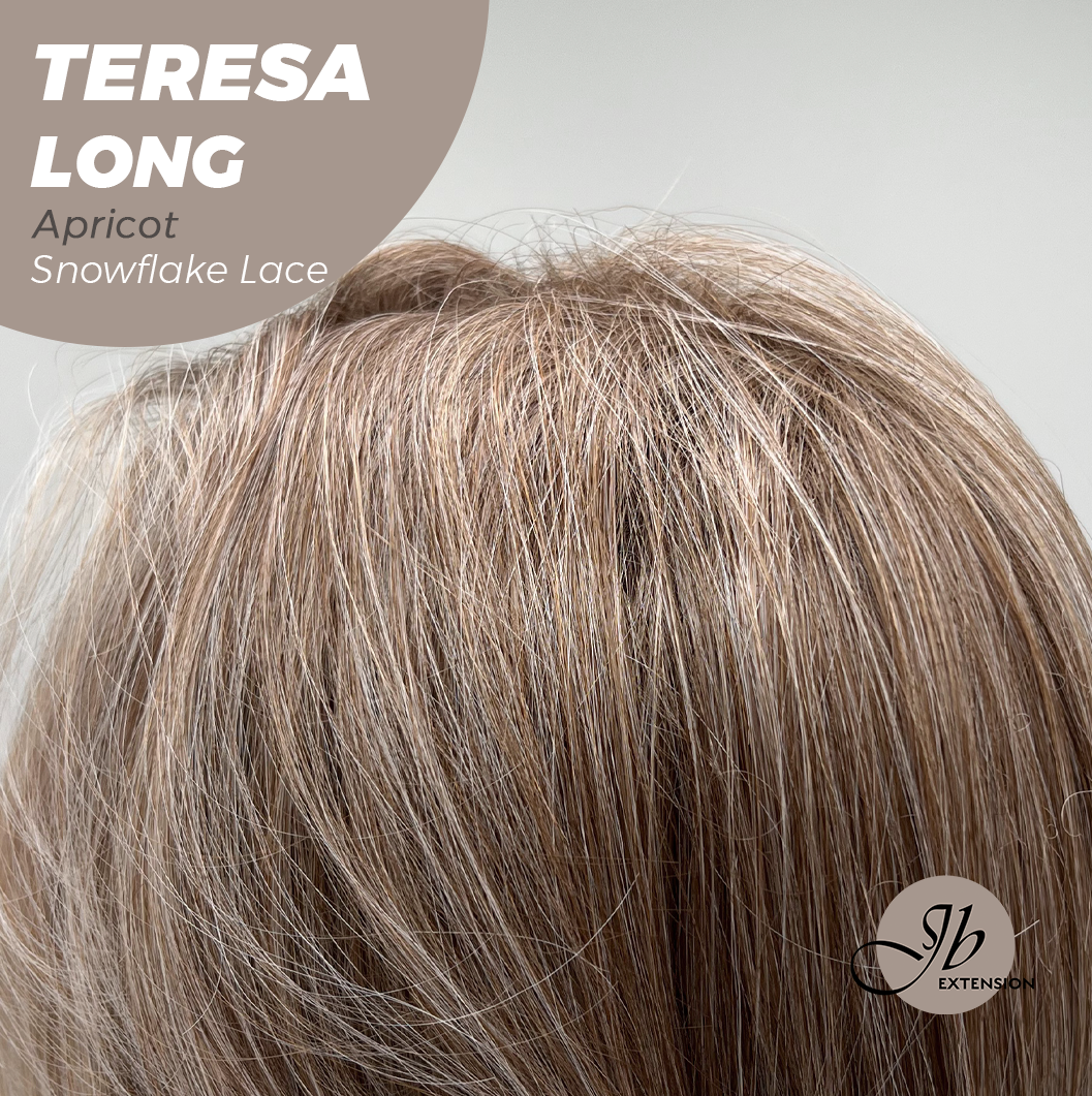 JBEXTENSION 22 Inches Long Apricot Pre-Cut Snowflake Lace Frontlace Glueless Wig TERESA LONG APRICOT【PERMATEASE】【BENDY EAR TABS】 Alexwigs
