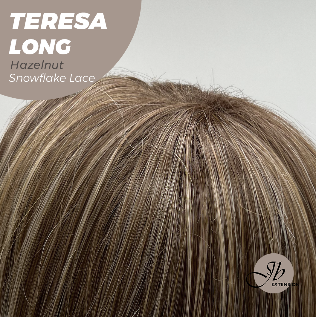 JBEXTENSION 22 Inches Long Hazelnut Pre-Cut Snowflake Lace Frontlace Glueless Wig TERESA LONG HAZELNUT【PERMATEASE】【BENDY EAR TABS】- M/L Alexwigs