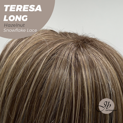 JBEXTENSION 22 Inches Long Hazelnut Pre-Cut Snowflake Lace Frontlace Glueless Wig TERESA LONG HAZELNUT【PERMATEASE】【BENDY EAR TABS】- M/L Alexwigs