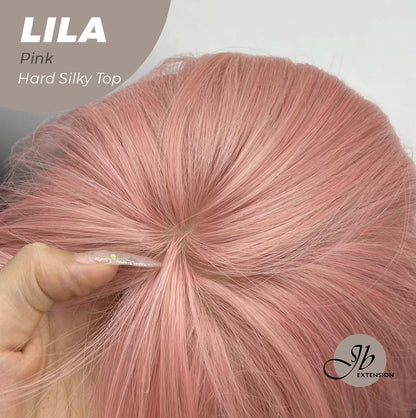 JBEXTENSION 20 Inches Scalpiana Pink Wolf Cut 3.5X4 Hard Silky Top Natural Scalp Effect Wig With Bangs LILA PINK Alexwigs