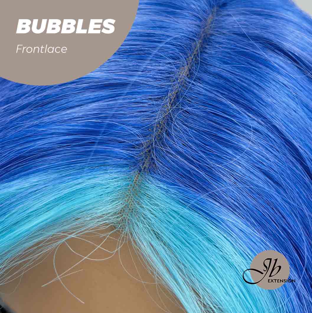 JBEXTENSION 24 Inches Mix Blue Body Wave Pre-Cut Frontlace Glueless Wig BUBBLES Alexwigs