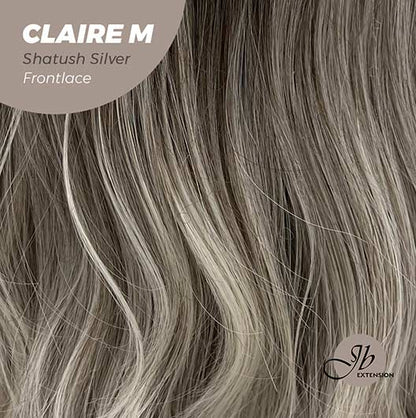 JBEXTENSION 22 Inches Body Wave Shatush Silver Pre-Cut Frontlace Glueless Wig CLAIRE M SILVER Alexwigs