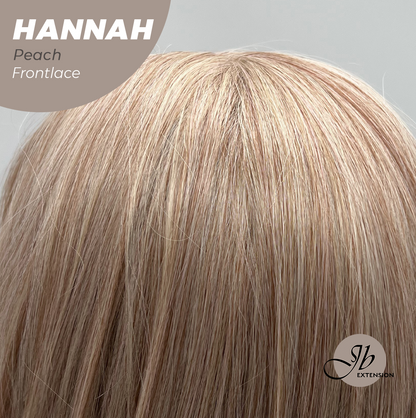 JBEXTENSION 20 Inches Peach Pre-Cut Frontlace Glueless Wig with Bangs HANNAH PEACH Alexwigs