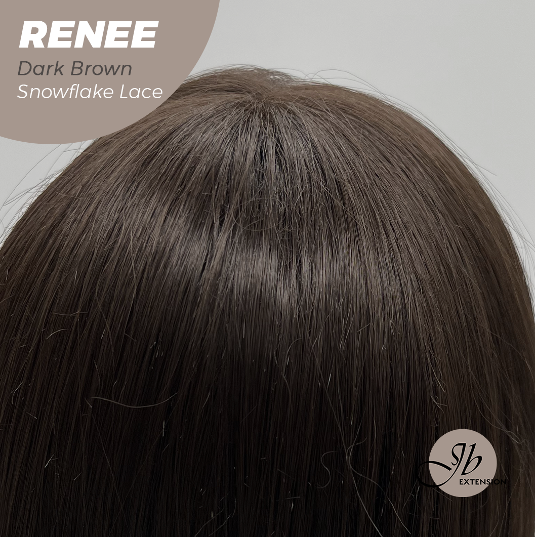 JBEXTENSION 21 Inches Dark Brown Pre-Cut T Part Snowflake Lace Frontlace Glueless Wig RENEE DARK BROWN【BENDY EAR TABS】 Alexwigs