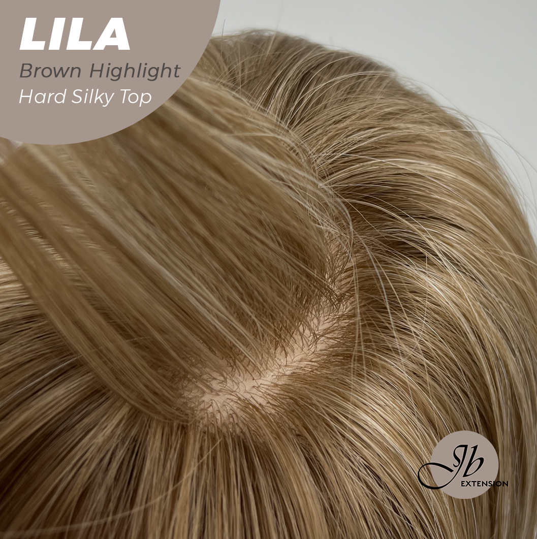 JBEXTENSION 20 Inches Scalpiana Brown Highlight Wolf Cut 3.5X4 Hard Silky Top Natural Scalp Effect Wig With Bangs LILA BROWN HIGHLIGHT Alexwigs