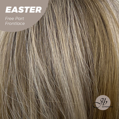 JBEXTENSION 25 Inches Mix Blonde Curly Free Part Pre-Cut Frontlace Glueless Wig EASTER Alexwigs