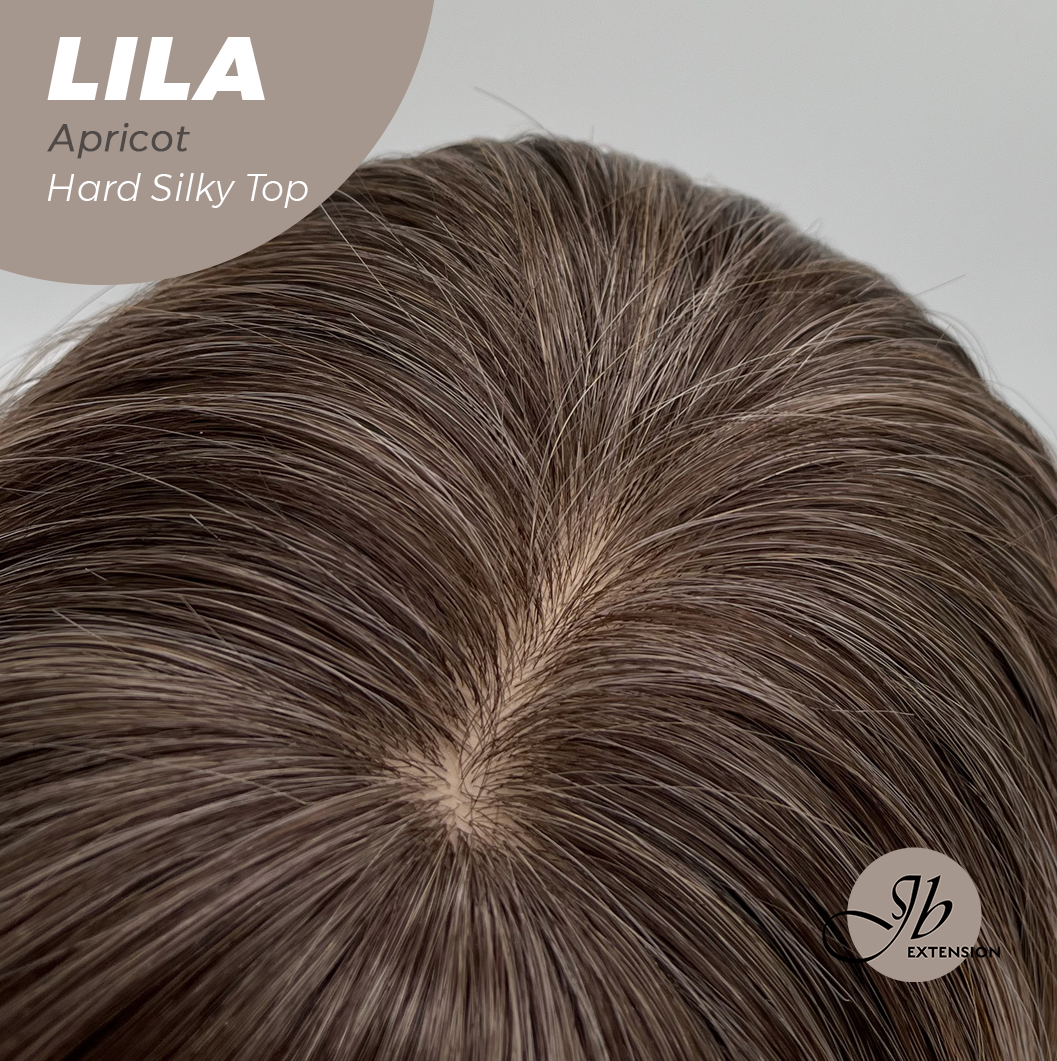 JBEXTENSION 20 Inches Scalpiana Apricot Wolf Cut 3.5X4 Hard Silky Top Natural Scalp Effect Wig With Bangs LILA APRICOT Alexwigs