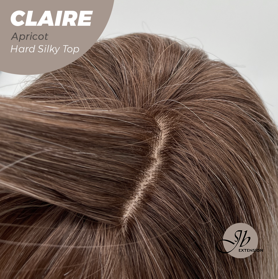 JBEXTENSION 22 Inches Scalpiana Apricot 3.5X4 Hard Silky Top Natural Scalp Effect Women Wig With Bangs CLAIRE SILKY TOP APRICOT Alexwigs