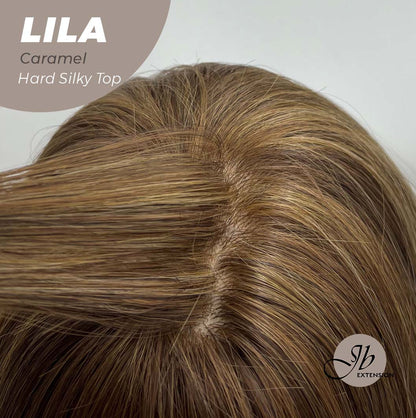 JBEXTENSION 20 Inches Scalpiana Brown with Highlight Wolf Cut 3.5X4 Hard Silky Top Natural Scalp Effect Wig With Bangs LILA CARAMEL Alexwigs