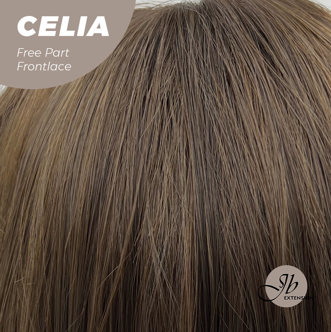 JBEXTENSION 22 Inches Mix Brown Curly Pre-Cut Frontace Wave Glueless Wig CELIA Alexwigs